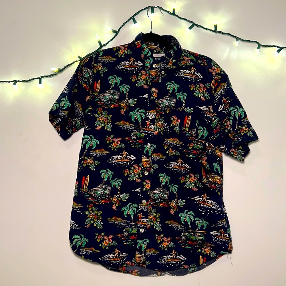 BlueTropical surfer design button up shirt from gap